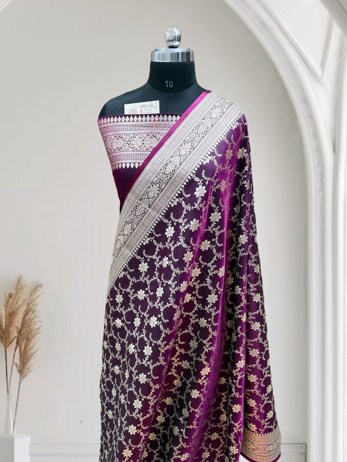 Satin Silk Banarasi Saree in Magenta