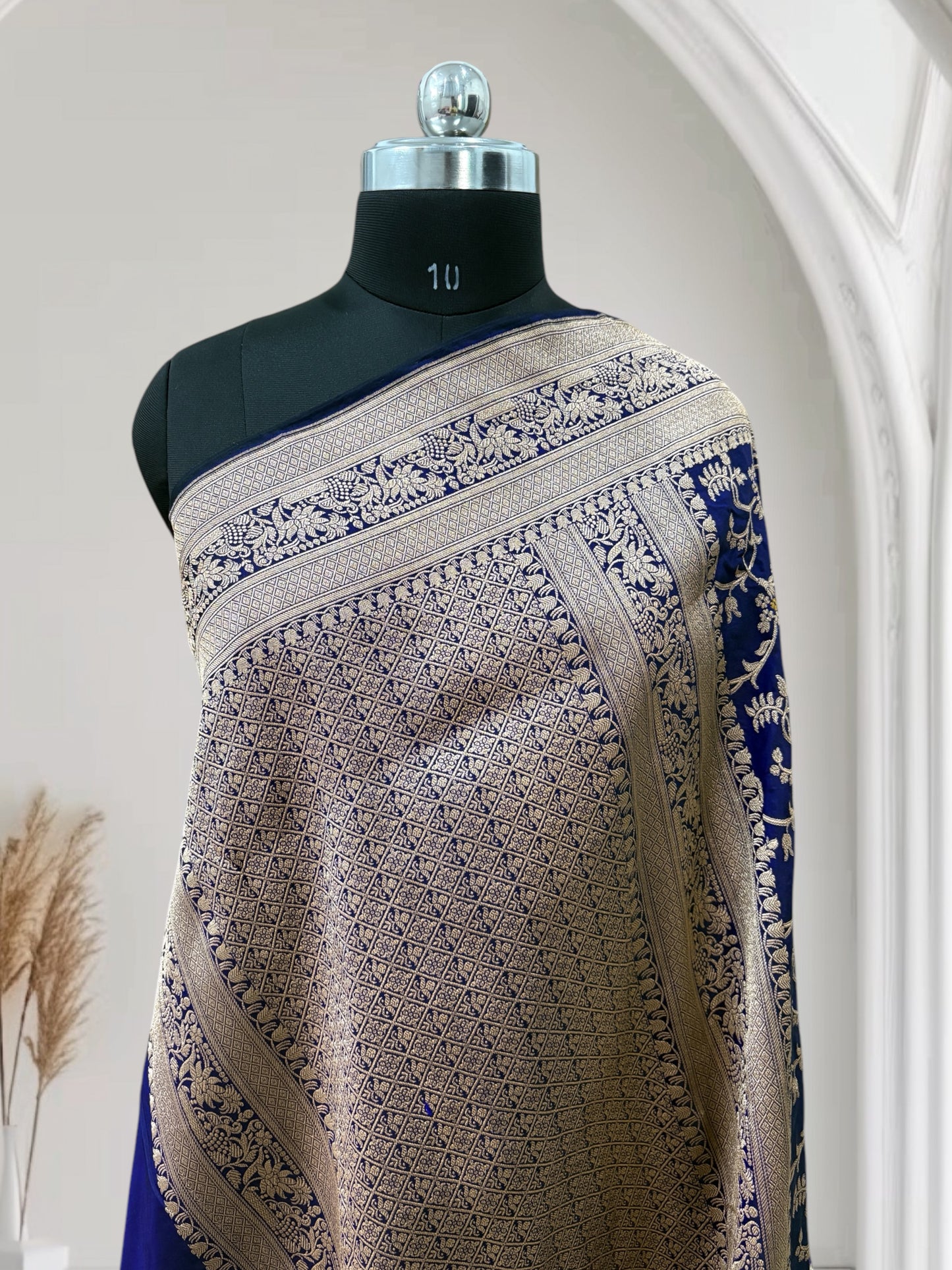Blue Unique Jaal Pure Kataan Silk Banarasi Saree