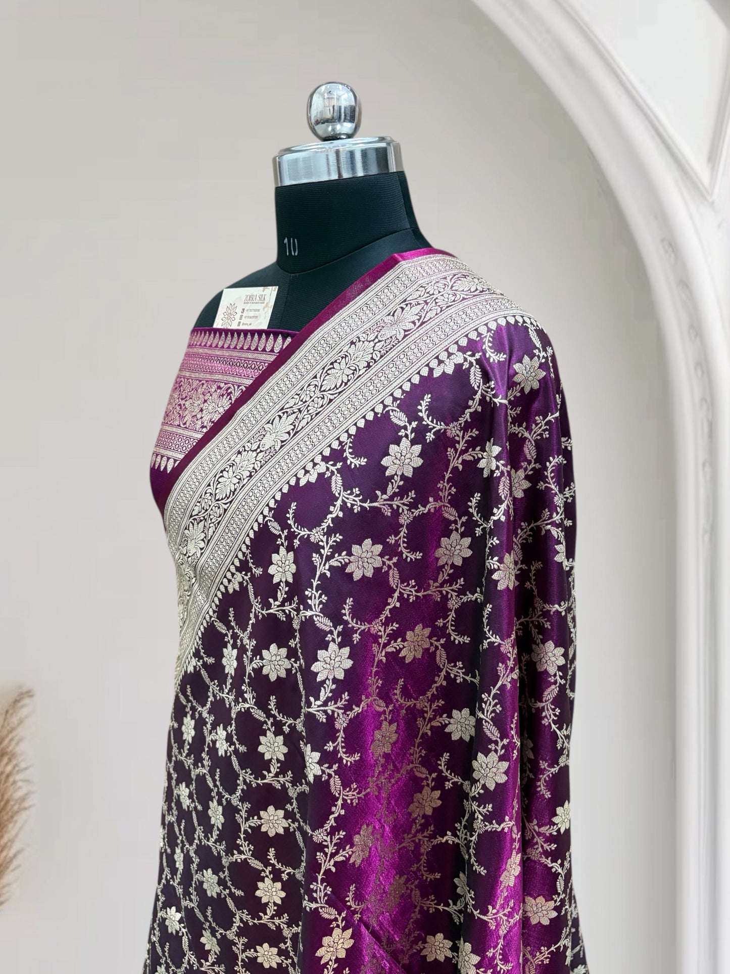 Satin Silk Banarasi Saree in Magenta