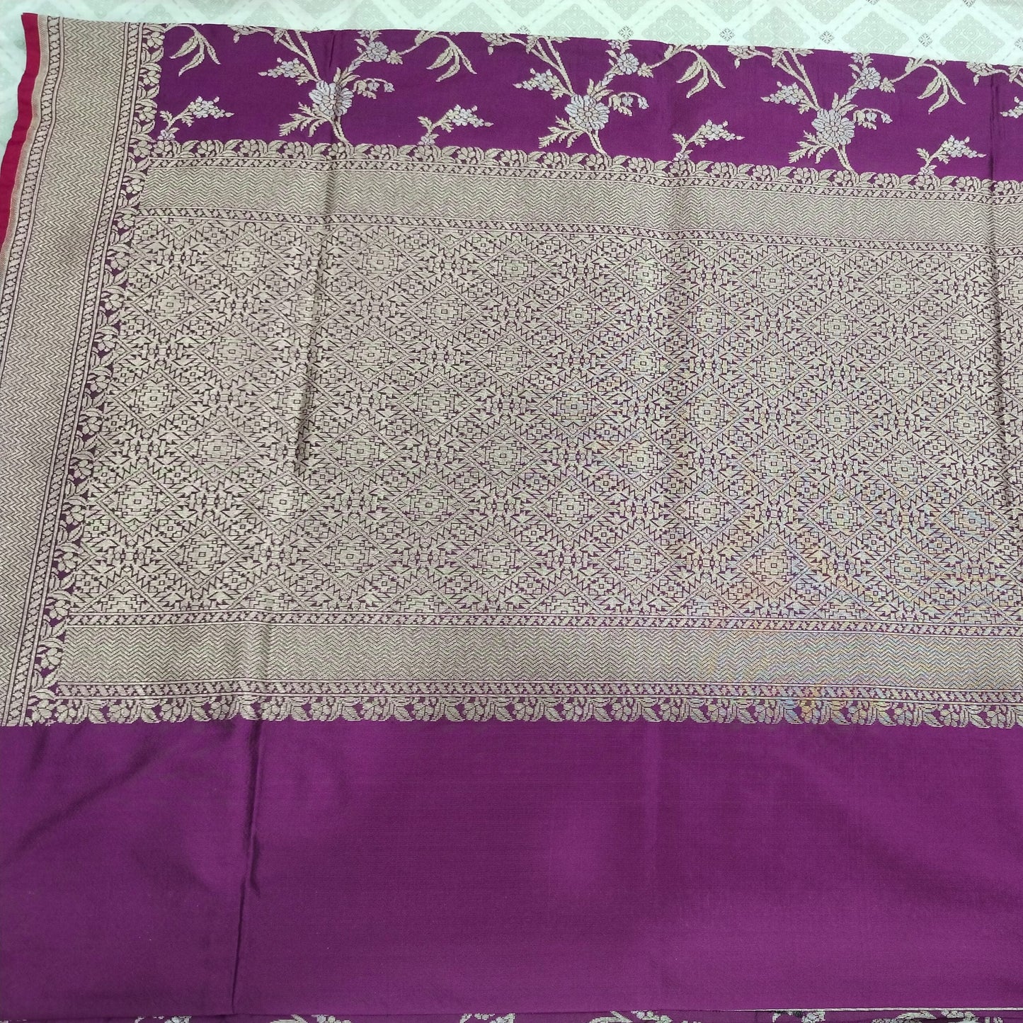 Rose Pink Golden & Silver Zari Pure Silk Banarasi Saree
