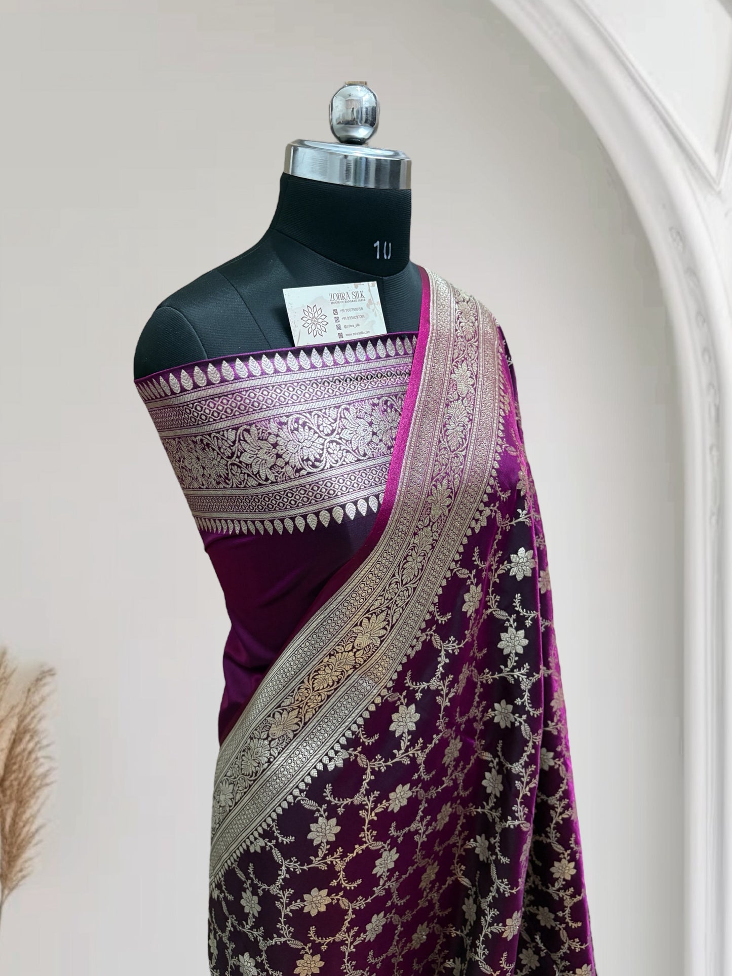 Satin Silk Banarasi Saree in Magenta