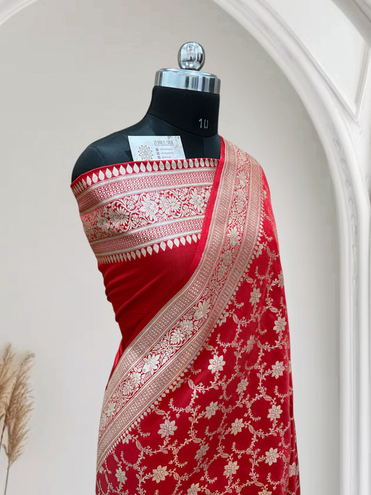 Satin Silk Banarasi Saree in Red