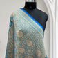 Firoza with Golden Zari Work and Rose Buti Design Satin Silk Banarasi Saree