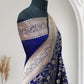 Blue Unique Jaal Pure Kataan Silk Banarasi Saree