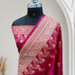 Rani with Red Shaded Zari Work and Rose Buti Design Satin Silk Banarasi Saree