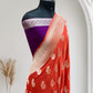 Orange & Violet Chiffon Pure Georgette Banarasi Saree