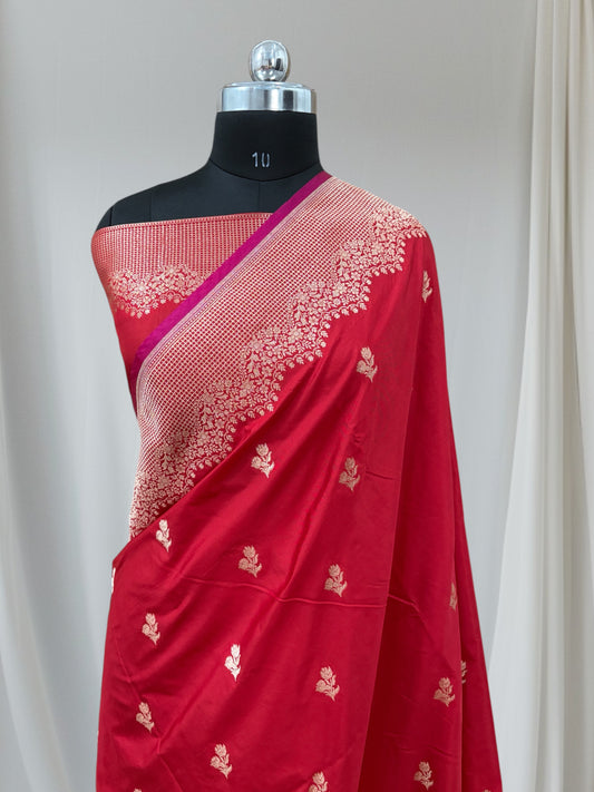 Red Pure Kataan Silk Banarasi Saree