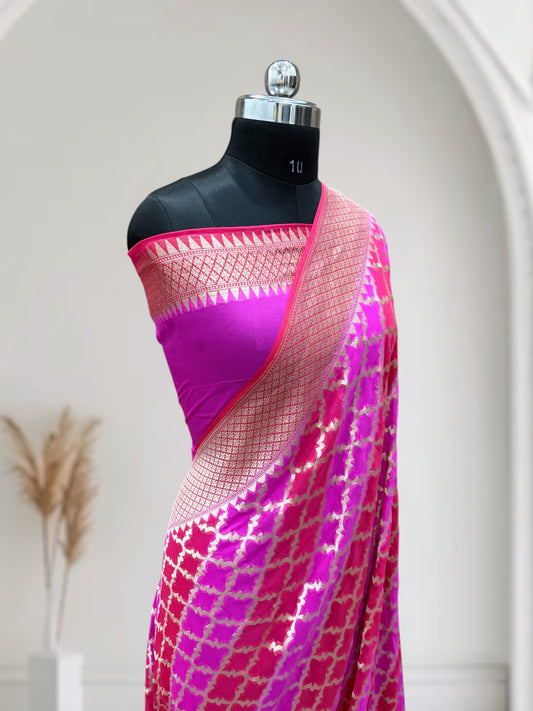 Lovender & Rani Chiffon Pure Silk Banarasi Saree