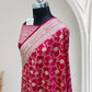 Satin Silk Banarasi Saree in Rani with Red Shaded