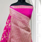 Rich Pink Pure Kataan Silk Banarasi Saree with Simple Floral Jaal
