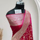 Satin Silk Banarasi Saree in Rani with Red Shaded