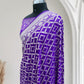Blue-Magenta Violet Light Golden Zari Work Chiffon Pure Silk Banarasi Saree
