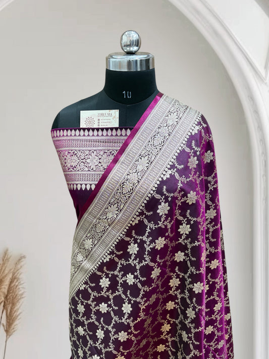 Satin Silk Banarasi Saree in Magenta