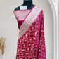 Satin Silk Banarasi Saree in Rani with Red Shaded