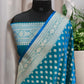 Blue-Green Buti Satin Silk Saree