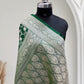 Satin Silk Banarasi Saree in Dark Green