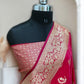 Red Chand Pattern Satin Silk Saree