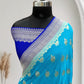 Royal Blue & Blue-Green Chiffon Pure Georgette Banarasi Saree