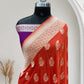 Orange & Violet Chiffon Pure Georgette Banarasi Saree