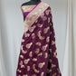 Garnet Kairi Buti Pure Kataan Silk Banarasi Saree