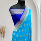 Royal Blue & Blue-Green Chiffon Pure Georgette Banarasi Saree