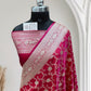 Satin Silk Banarasi Saree in Rani with Red Shaded