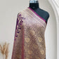 Magenta with Golden Zari Work and Rose Buti Design Satin Silk Banarasi Saree