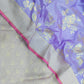 Purple with Golden & Silver Zari Pur Silk Banarasi Saree