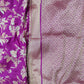 Magenta with Golden & Silver Zari Pure Silk Banarasi Sare