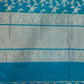 Blue-Green Golden & Silver Zari Pure Silk Banarasi Saree