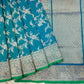 Blue-Green Golden & Silver Zari Pure Silk Banarasi Saree