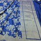 Blue Ganga Jamuna Pure Silk Banarasi Saree