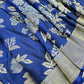 Blue Ganga Jamuna Pure Silk Banarasi Saree
