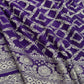 Blue-Magenta Violet Light Golden Zari Work Chiffon Pure Silk Banarasi Saree