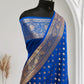 Royal Blue Buti Satin Kataan Silk Saree