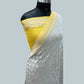 Yellow & Grey Pure Chiffon Georgette Banarasi Saree