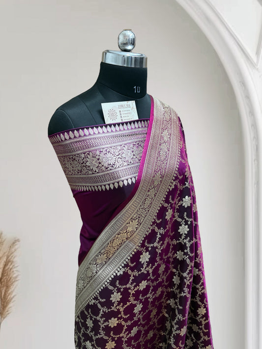 Satin Silk Banarasi Saree in Magenta