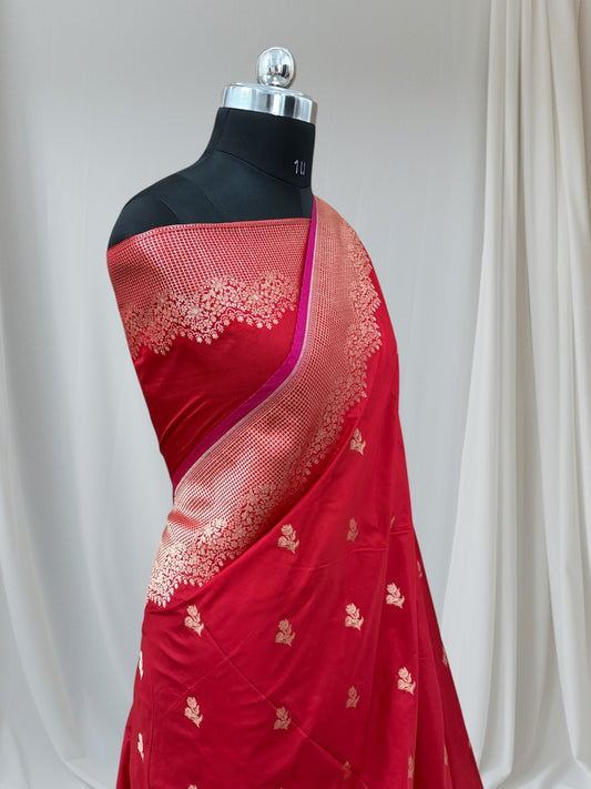 Red Pure Kataan Silk Banarasi Saree