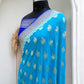 Royal Blue & Blue-Green Chiffon Pure Georgette Banarasi Saree
