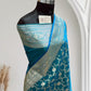 Blue-Green Jaal Pattern Satin Silk