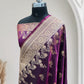 Magenta with Golden Zari Work and Rose Buti Design Satin Silk Banarasi Saree
