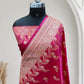 Rani with Red Shaded Zari Work and Rose Buti Design Satin Silk Banarasi Saree