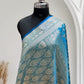 Satin Silk Banarasi Saree in Firoza