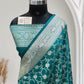 Rama Green Jaal Pattern Satin Silk Saree