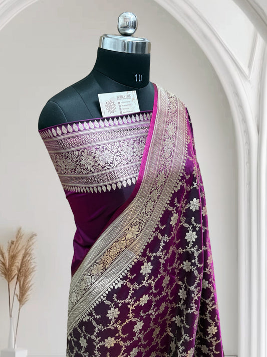 Magenta Jaal Pattern Satin Silk
