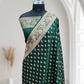 Green Satin Kataan Silk Saree