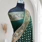 Green Satin Kataan Silk Saree