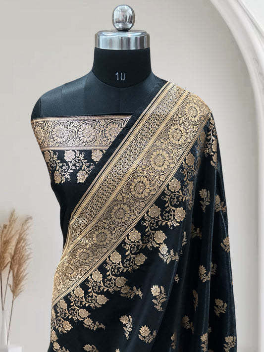 Black Beauty Satin Silk Saree