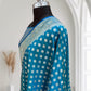 Blue-Green Buti Satin Silk Saree