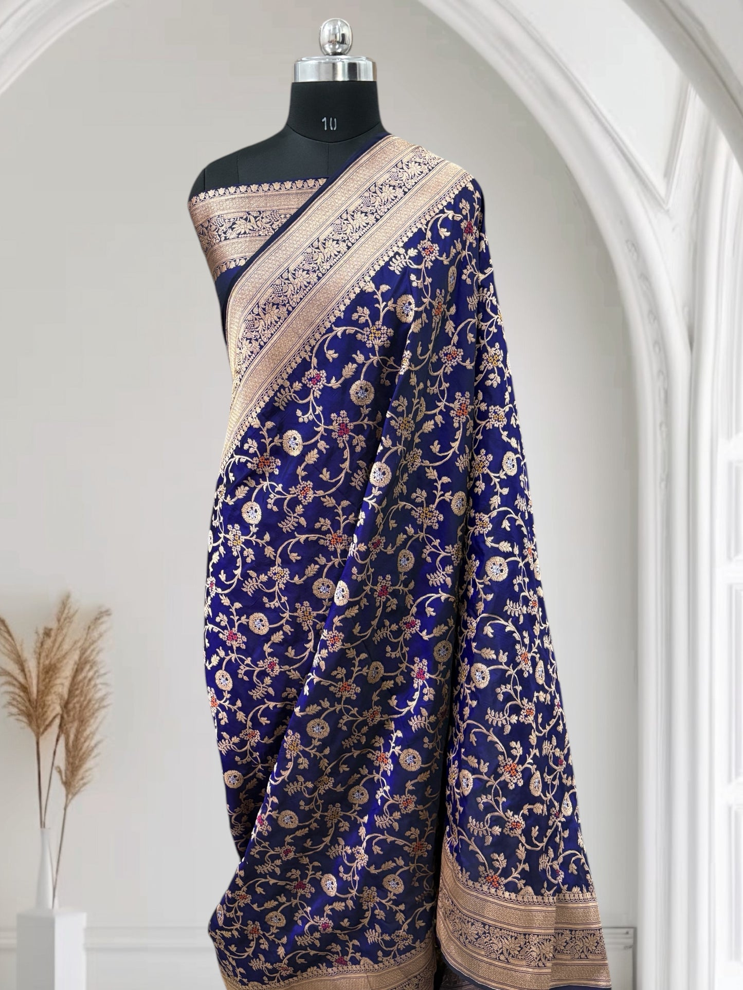 Blue Unique Jaal Pure Kataan Silk Banarasi Saree